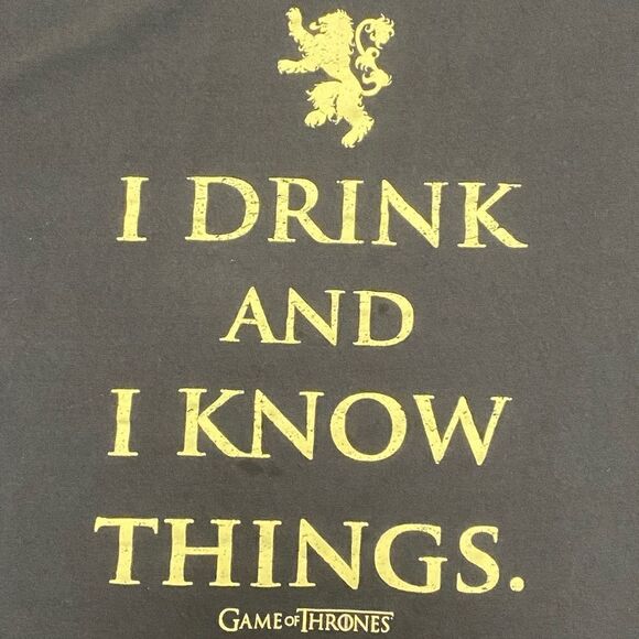 Game of Thrones Official Women’s Black Drink and Know Things Graphic Shirt XXL - Picture 5 of 8